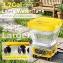 Portable Foldable Sprayer with 3.7Gal Tank & Wheels, Cordless Electric Cleaning Tools, 10FT Hose, 6-in-1 Nozzle for Outdoor & Indoor Cleaning, Pets (Bare Tool)