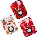 CuteBone Dog Diapers Female Washable Small Medium Large 3 Pack Reusable Doggie Diapers Puppy Period Pants for Doggy Heat Cycle Peeing, A01-Christmas diapers 3pcs, XL