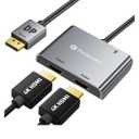 Reborn DisplayPort to Dual HDMI Adapter 4K@60Hz Display Port to HDMI 1 in 2 Out Splitter for Dual Monitor Extended Display, DP Source Adapter with PC, Graphics Card, HP and More