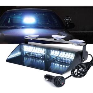 Xprite White LED Emergency Dash Strobe Light, Interior Windshield Safety Warning Flashing Lights w/Suction Cups, 12V Windshield Visor Light Bar for Police Law Enforcement Volunteer Vehicles Trucks