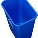 Amazon Basics Rectangular Commercial Office Wastebasket, Easy to Clean, Lightweight, 10 Gallon, Blue, Recycle Logo