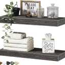 QEEIG Bathroom Floating Shelves for Wall - 15.7" Wall Mounted Shelf Over Toilet Farmhouse Home Decor Display Bookshelf Small 15.7 x 6.7 inch Set of 2, Grey (008-40GY)