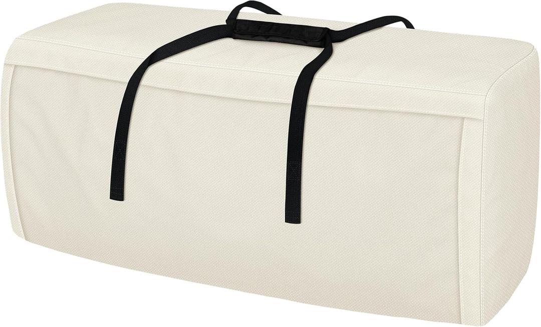 Porch Shield Outdoor Cushion Storage Bag 48 inch Waterproof Outside Storage Bags for Patio Furniture with Zippers and Handles (Beige)