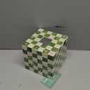 CHI AN HOME 5.7" Square Tissue Box Cover, Handmade Checkered Cube Tissue Box Cover with Capiz Shells, Decorative Tissue Holder for Living Room, Bathroom, Bedroom or Office (Pistachio Green)