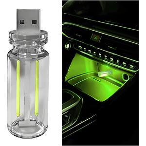 Car Retro Atmosphere Light, Mini Plug-in Touch Control USB Vehicle Glass Bottle LED Night Light, Portable Automotive Interior Ambient Lamp, Universal for Truck SUV Sedan (Green)