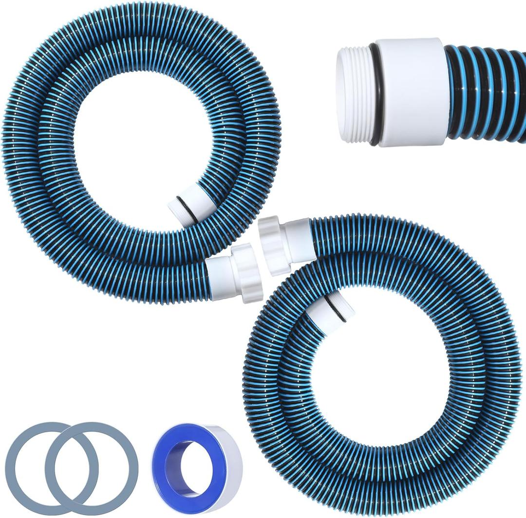 2pack 1.5" 6 Feet EVA Pool Professional Hoses with External Male Threads for Above Ground Swimming Pools Filter Connection Hoses Pool Supply for Vacuum Pump Heavy Duty Cleaner Hose(Blue)