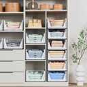 5 Pack Stackable Closet Storage Basket - Stackable Storage Bins, Multifunctional & Foldable Closet Organizer Waterproof, Wardrobe Cupboard Space-Saving Hat Storage Drawer Organizer, White