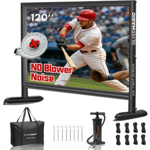 Inflatable Projector Screen I Air-Tight No-Blower Design,Made from TPU Tarpaulin, 120 inch (Equivalent to 16ft) for Indoor & Outdoor Use Backyard, Pool, Party, Camping, Movie Night Parties