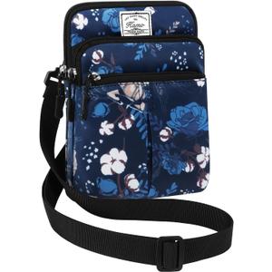 KAMO Multifunction Phone Waist Bag - One Shoulder Diagonal Crossbody Purse for Women & Men (One Size, Blue-Cotton)