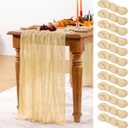 Champagne Gold Cheesecloth Table Runner 12 Pack Fall Table Runners Boho Gauze 120 Inches Champagne Cheese Cloth Fall Table Decorations for Thanksgiving Wedding Bridal Baby Shower Parties