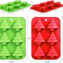 AnyDesign Christmas Silicone Molds Red Green Xmas Tree Candy Chocolate Mould Christmas Non-Stick Fondant Baking Mold for Handmade Soap Pudding Jelly Ice Cube Tray Cake Cupcake Topper Decor, 2Pcs