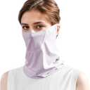 PROUDDEMON UPF 50+ Cooling Face Cover Neck Gaiter, Breathable Ice Silk Sun Mask with Ear Loops for Men Women