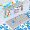 Tiikiy 1.5" Extra Thick Baby Bath Kneeler and Elbow Rest Set, Memory Foam Pad with 4 Organizer Pockets, Comfort Support for Bathing Baby & Pets - Gray Green