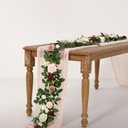 Ling's moment 5FT Burgundy Artificial Flower Garland Dusty Rose Floral Garland Arch Flowers Vine for Wedding Party Backdrop Decor Mantel Home Table Centerpieces Wall Decorations Cream