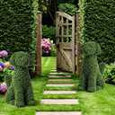XunYee 2 Pcs 24 Inches Large Artificial Topiary Dog Moss Decoration, Green Flocking Dog Sculpture Artificial Greenery Boxwood Decor Green Puppy Topiary Garden Statue for Outdoor Indoor Decor