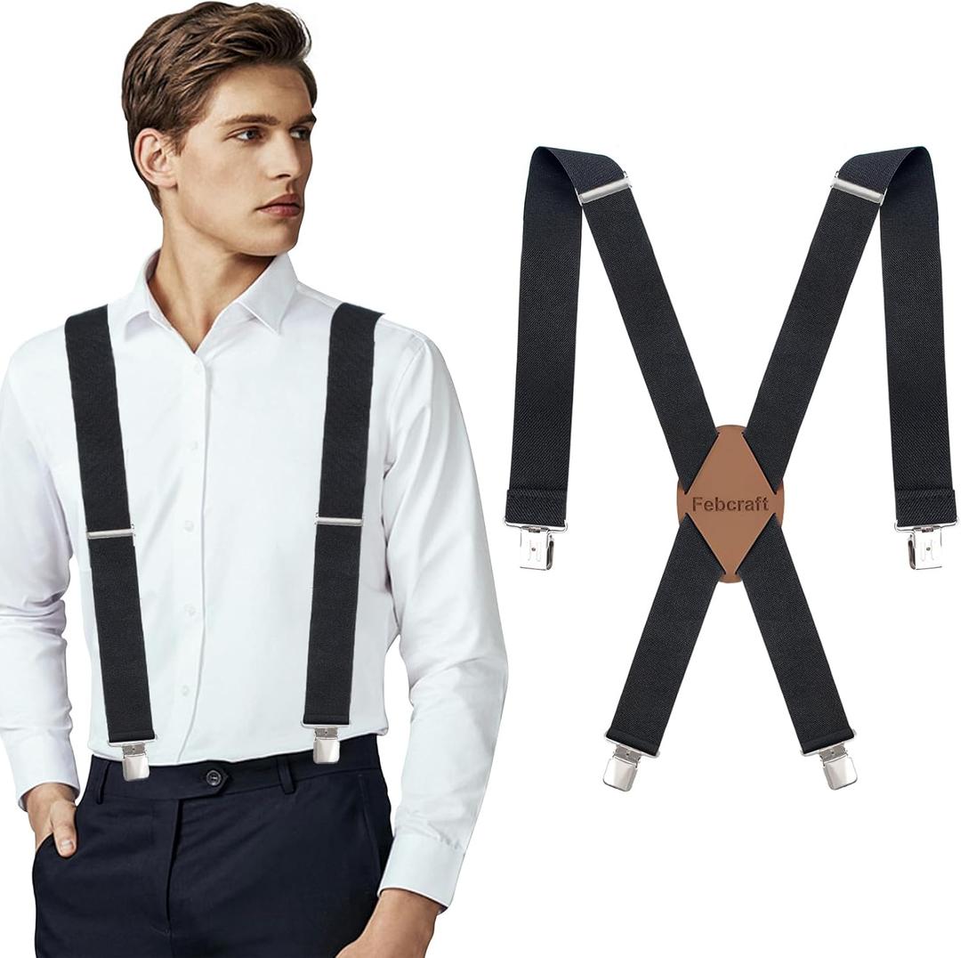 2 Inch Heavy Duty Suspenders for Men Adjustable XBack,Strong Metal Clip,Mens Suspenders for Work Jeans