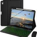 Keyboard Case for iPad A16 11th Generation 2025 / 10th Generation 2022, Mouse and 7 Colors Backlit Detachable Keyboard, Adjustable Stand Built in S Pen Holder, Auto-Sleep/Wake Feature, Black