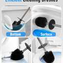 Ceramic Toilet Brush & Holder Set - Freestanding Deep-Cleaning Toilet Bowl Cleaner Brush, Stainless Steel Handle, Small & Sturdy for Storage, Easy to Clean, Non-Scratching