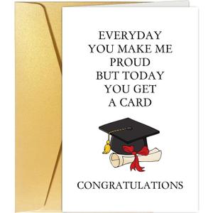 Spercy Funny Graduation Gifts for Daughter Son, Make Me Proud Congratulations Card, No Cap Graduation Card