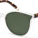 SOJOS Fashion Round Sunglasses for Women Men Oversized Vintage Shades SJ2057 (Clear/Green)