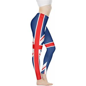 Bulopur Sunflower Workout Legging Pants Full Length, Leopard Women Tummy Control Yoga Pants, Long Leggings for Sport Running (Medium, Blue Red British Flag)