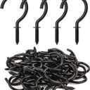 RELBRO Screw Hooks, 1-1/4 Inch Metal Screw in Cup Hooks, Black, 50 Pcs