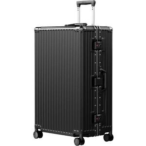 AnyZip Luggage PC+ABS Aluminum Frame Zipperless Checked Luggage Hard Shell Suitcase with TSA Lock Double Spinner Wheels 28 Inch Black