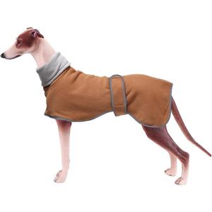 Geyecete Greyhound Cosy Fleece Jumper,Dog Winter Coat with Warm Fleece Lining,Outdoor Dog Apparel with Adjustable Bands-Brown-XXXL