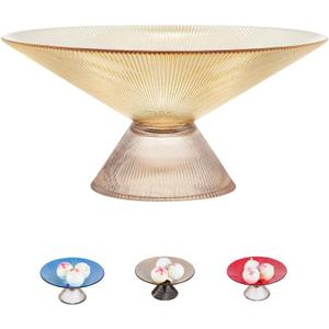 Fruit Bowl  10 Yellow Decorative Bowl with Ripple and Pedestal  Purse bowl, Decorative Bowls for Home Dcor, Glass Fruit bowl, Candy bowl, Centerpiece, Decorative Glass Bowl