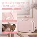 HOTOR Travel Toiletry Bag - Hanging Toiletry Bag for Women & Men, Makeup Bag/Big Comparment, Waterproof for Travel Accessories, Travel Essentials, Large, Pale Pink