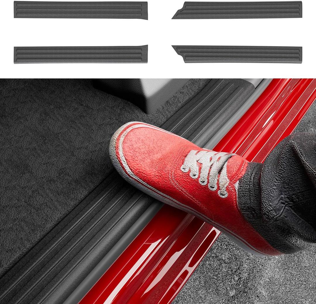 powoq Interior Door Sill Protector Compatible with 2019-2026 Dodge Ram 1500 Door Sill Guard TPE Car Threshold Protector Entry Guard Replacement for 2019-2026 Dodge Ram 1500 Accessories
