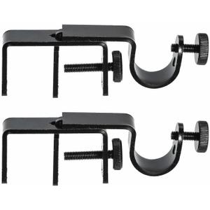 Outside Mounted Blinds Curtain Rod Bracket -- Tool-Free No Drill Installation for 1.3-2 Inch Rectangular Headrails, Black 2-Pack