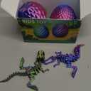 2 Packs Easter 3D Printed Dinosaur Toys for Boys 3-5 Years Skeleton T-Rex Figure with Large Storage Crystal Eggs Easter and Birthday Gifts Fidget Toys for 3 4 5 6 7 8 9 10 11 12 Years Old Boys Girls (Green & Purple Dinos)