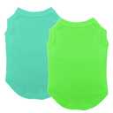Chol&Vivi Dog Clothes Shirts, 2pcs Shirt for Large Size Dog, Blank Pet Cotton Sleeveless Apparel Soft and Lightweight, Tank Top for All Breeds, Light Blue and Green, XX-Large
