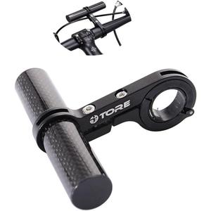 JPOJPO Bike Handlebar Extender Extension Carbon Fiber Bracket Aluminum Alloy Clamp for Bicycle Speedometer Headlight Light Lamp Holder (10cm carbon black)
