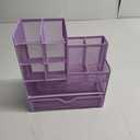 Marbrasse Mesh Pen Holder for Desk, Multi-Functional Pencil Organizer with Drawer, Desk Organizers and Accessories for Office Art Supplies (Purple)