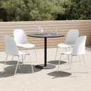 KISLOT Dining Chairs Set of 4, Plastic Outdoor Dining Room Chairs with Metal Legs, PP Anti-UV Stackable Patio Chairs with Ergonomic Back for Kitchen Swimming Pool, Easy Assembly, White