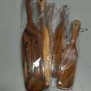 Wooden Spurtle Kitchen Utensils,QWKIT 5Pcs Premium Natural Teak Wood Slotted Spurtle Spatulas Spoons Set for Nonstick Cookware Kitchen Cooking Heat Resistant Non Stick (5)