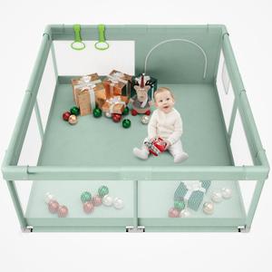 Fodoss Playpen for Babies and Toddlers, Green Playpen for Apartment, Kids Play Pen, Extra Large Baby Play Pen, Big Playard for Infants