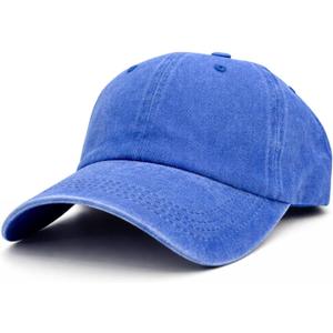 Washed Baseball Cap for Men Women, Vintage Cotton Dad Hat, Adjustable Strap, Soft Lightweight Low Profile Casual Everyday Hat (Royal Blue)