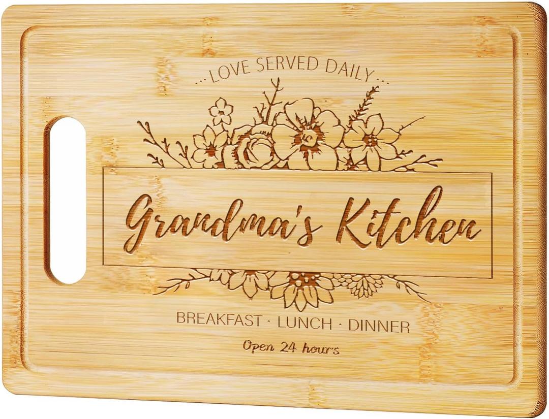 Gifts for Grandma, Grandma Mothers Day Gifts from Grandkids, Birthday Christmas Gift for Grandmother, Cutting Board for Grandma, Best Nana Gifts, Engraved Bamboo Cutting Board 12.9"L x 9" W
