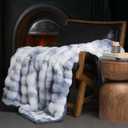 EverGrace Ultra Soft Luxury Fluffy Faux Rabbit Fur Throw Blanket, Thick Warm Bubble Throw for Bed, Cozy Plush Reversible Blankets for Couch, Chair, Sofa, Cloud Blue, 60x80 Inches