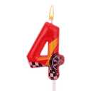 5 x Racing Car Theme Birthday Candles, Number Candles for Birthday Party Cake Decoration Supplies (Red, Number 4)