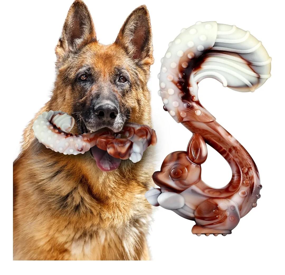Indestructible Dog Toys for Aggressive Chewers, Tough and Durable Chew Toys for Large Medium Dogs, Interactive Dog Chew Toys to Keep Them Busy (B Squirrel)