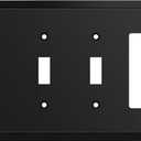 Henne Bery Modern Edge Decorative Wall Plate Switch Plate Outlet Cover, Durable Solid Zinc Alloy (Triple Toggle/Single Decorator, Matte Black)