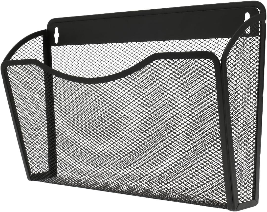 Magnetic File Holder, No Drilling Wall File Organizer, Large Capacity Paper Holder Multifunctional Mail Organizer for Refrigerator, Office, Classroom, Hanging Paper Folder Holder, Black