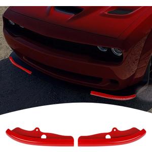 for Challenger Front Bumper Lip Splitter Protector Cover Trim for 2015-2023 Dodge Challenger GT RT SRT Red Exterior Accessories 2 Pcs (Small)