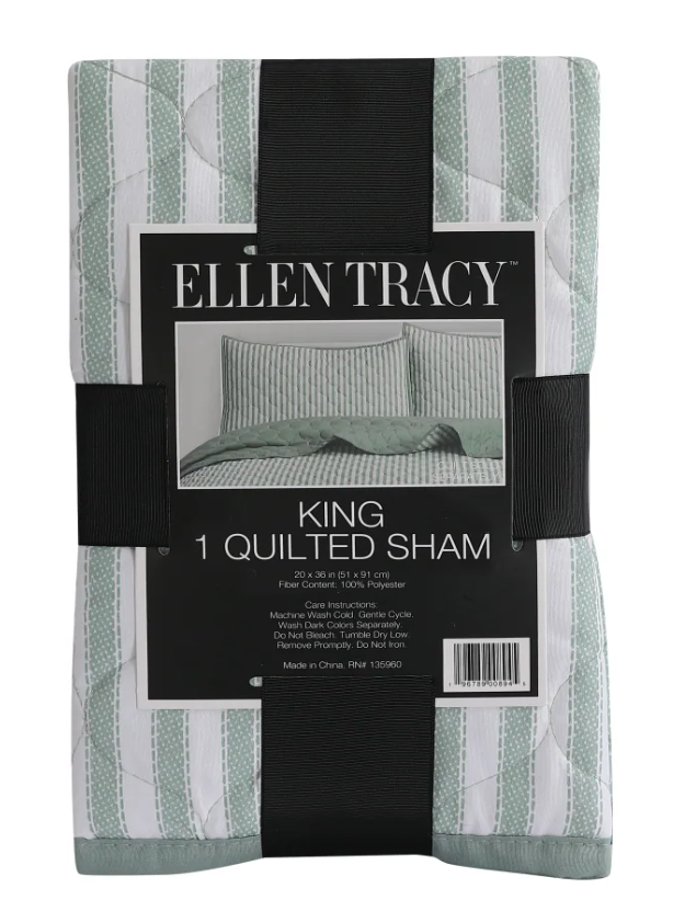 Ellen Tracy™ Stripe Single King Quilted Sham - Green