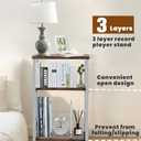 Record Player Stand, 3 Tier Side End Table with Vinyl Record Storage Basket, Turntable up to 100 Albums Record Shelf Display Holder Cabinet for Living Room, Bedroom, Office, White