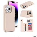 iCoverCase Compatible with iPhone 14 Pro Max Phone Case with Card Holder, Wallet Case for Women Men RFID Blocking PU Leather Protective Case 6.7 Inch (Beige)